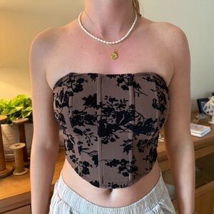 Fashion Nova Black and Brown Bustier Crop Top